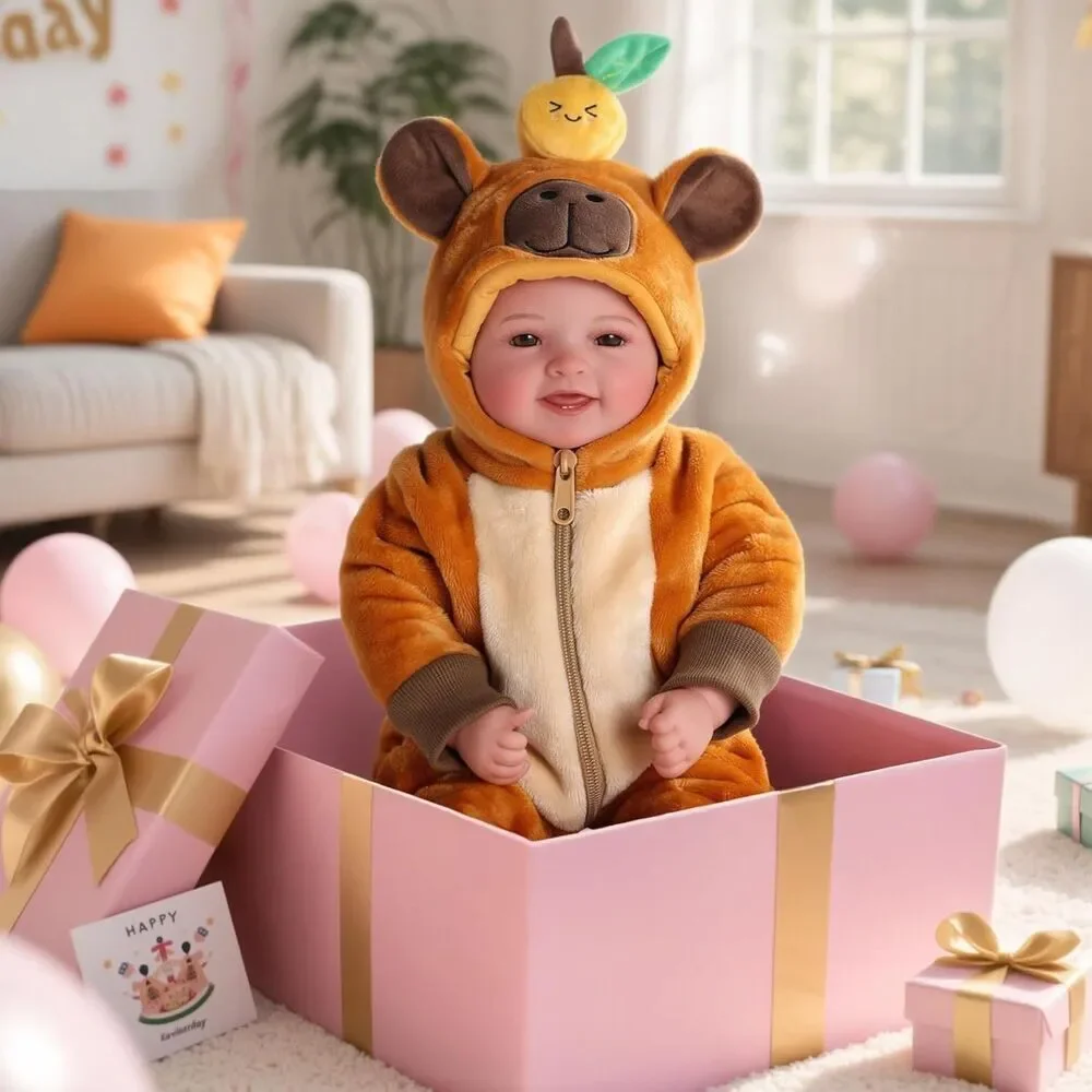 17inch Large Brwon Realistic Cute Soft Body Baby Doll With Accessories